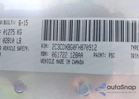 2015 Dodge Charger Se from USA, damaged, VIN 2C3CDXBG0FH870912